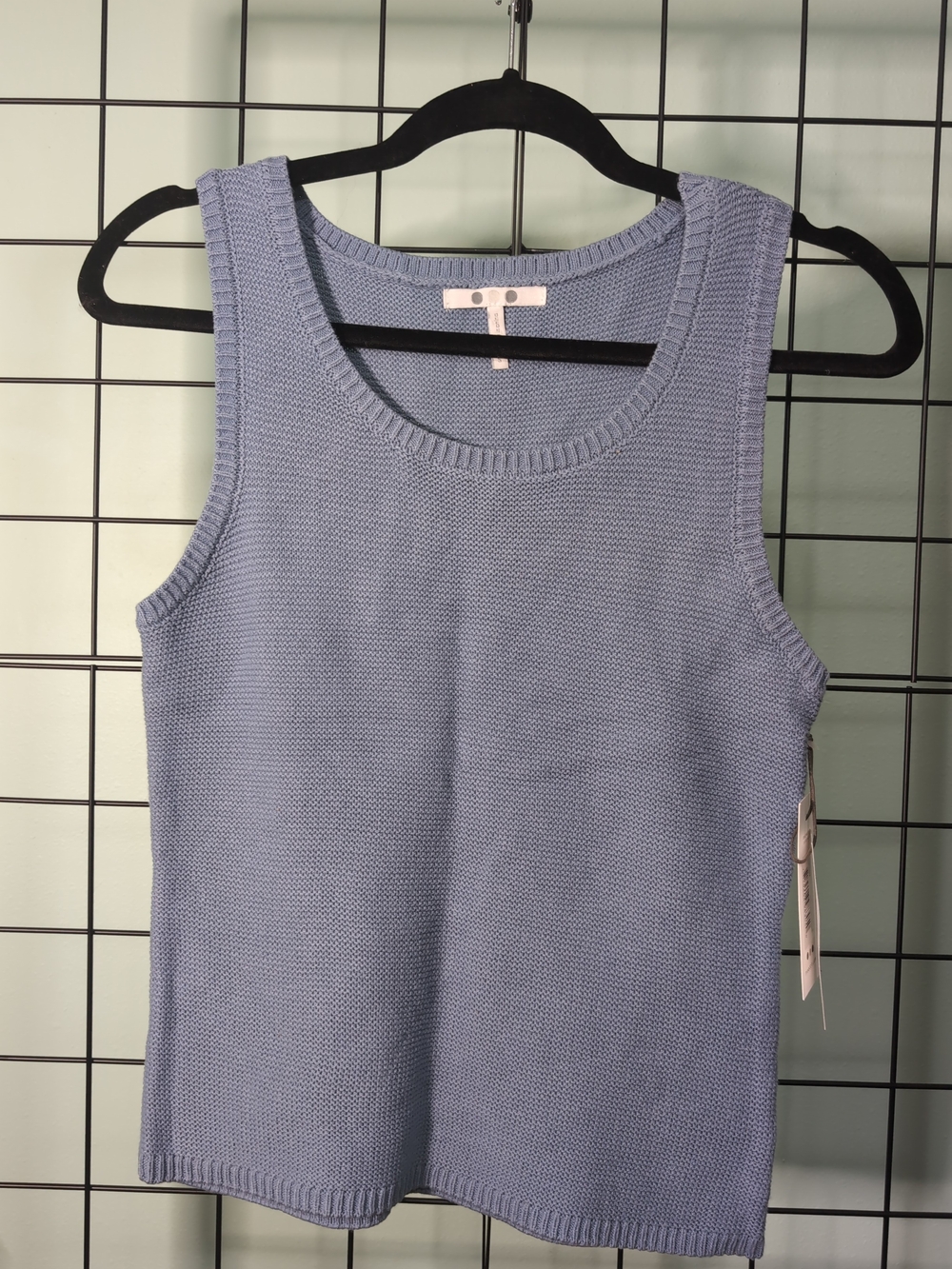 Three Dots Olive Tank Knit Sweater Vest NWT Size S Faded Denim